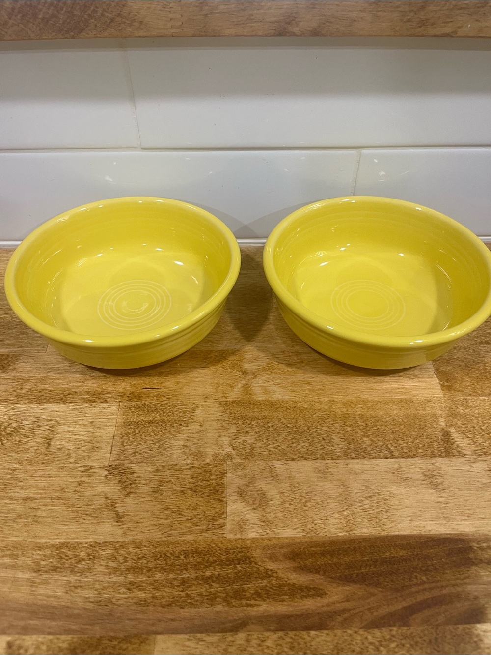 Fiestaware Lemon Yellow Ceramic Bowls - Pair